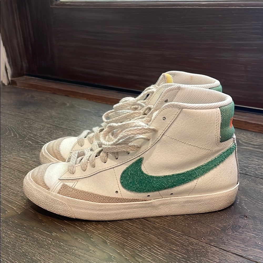 Nike White and Green Blazers